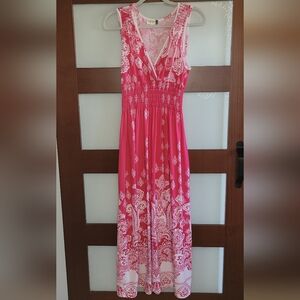 Jon & Anna Pink and White Maxi Dress